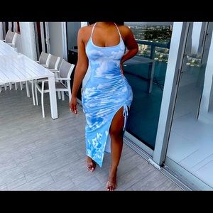 Sky blue halter dress